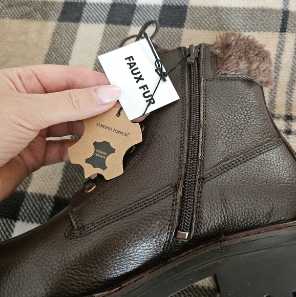 Brown Leather Fur-Lined Boots - Picture 8 of 9